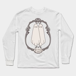 cute ghosts best friend forever in art nouveau frame| Best Friends Gift| CuteHalloween Wall Art| Goth Bridesmaid Gift Long Sleeve T-Shirt